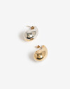 Aros Colgantes Cortos Metal Aros Cortos De Acero Biplating - Combinacion Bicolor