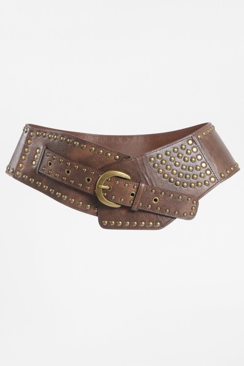 Cinturón faja tachas marrón