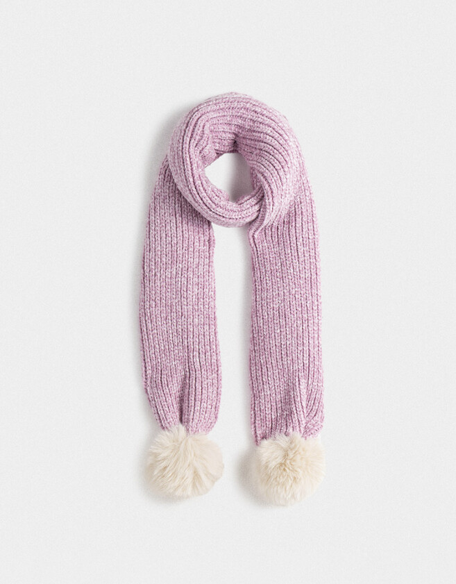 Bufandas y Chalinas Infantiles Con pompones Bufanda Infantil Tejida - Violeta Lila
