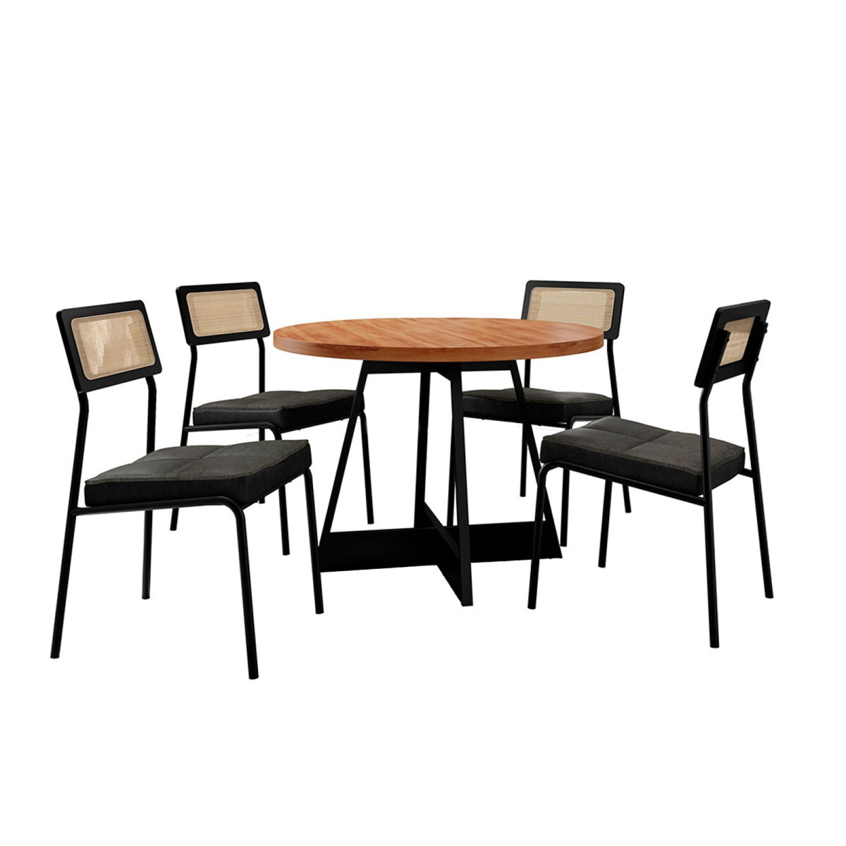 Juego de comedor Mesa Redonda - Lux Atria - Negro 