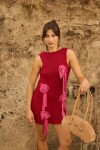 Short Rosette Dress Rojo / Rosado