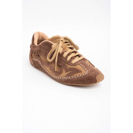 Zapatilla Gamuza Combinada C Flecos Camel