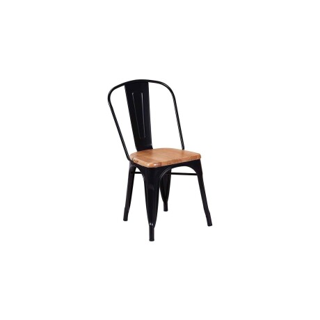 Silla tolix Metálica vintage asiento en madera Negro