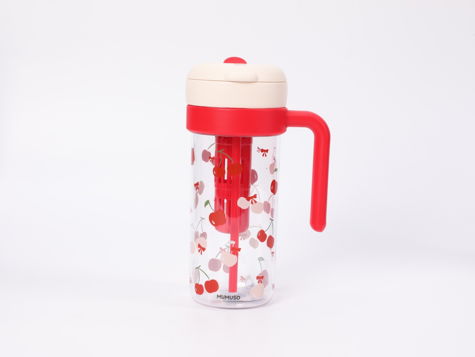 BOTELLA DE PLÁSTICO CON INFUSOR Y ASA (ROJO/700 ML) 