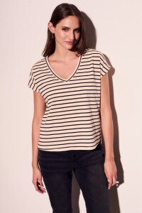 Remera Rayada - Crudo Nácar