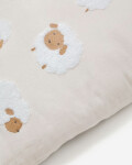 Almohadón Milu de algodón beige bordado de ovejas 45 x 45 cm