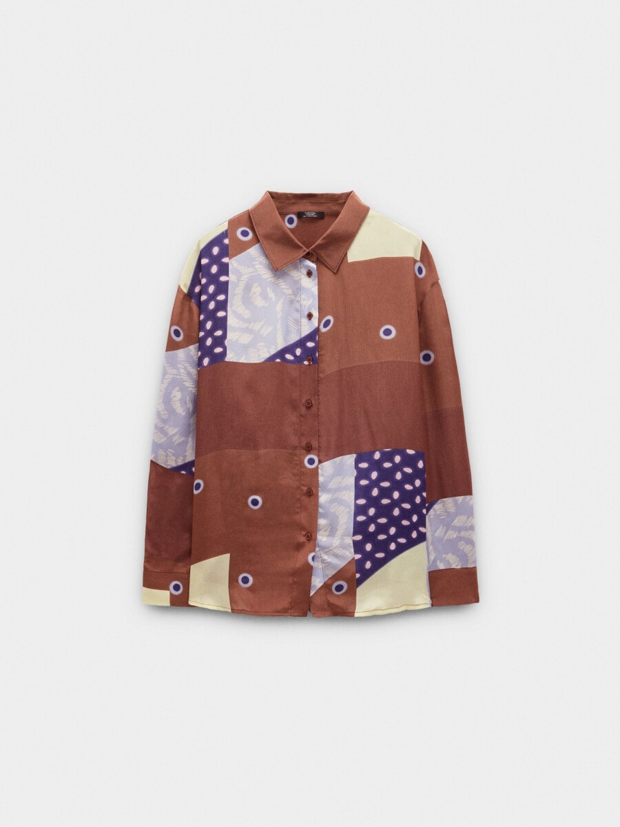 Camisa Fluida Con Estampado marron
