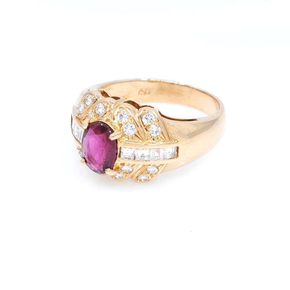 Anillo oro 18k , rubi legitimo y brillantes carre y redondos Anillo oro 18k , rubi legitimo y brillantes carre y redondos