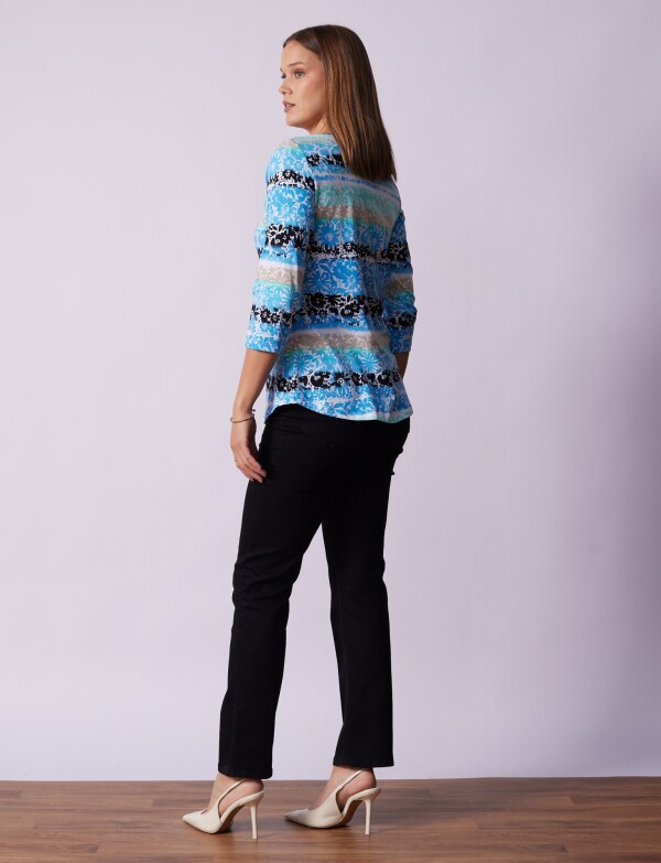 Remera Algodon Print AZUL/MULTI