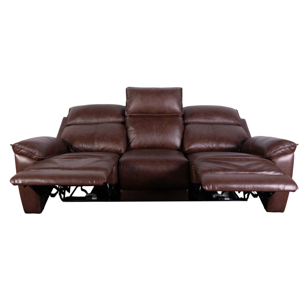 RECLINER ELÉCTRICO 3 CUERPOS CUERO-Y-SIMIL-CUERO MARRON JOSHUA