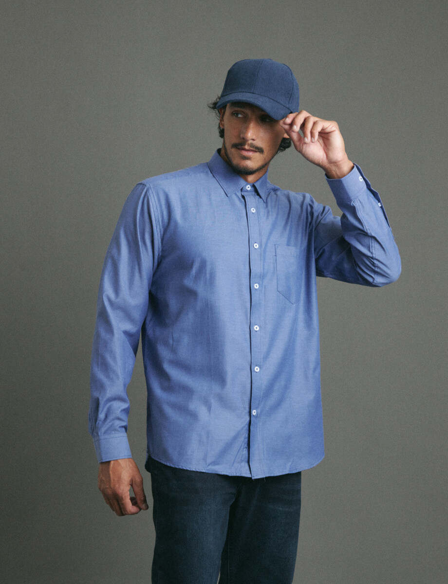 012625 CAMISA HARRINGTON LABEL Azul