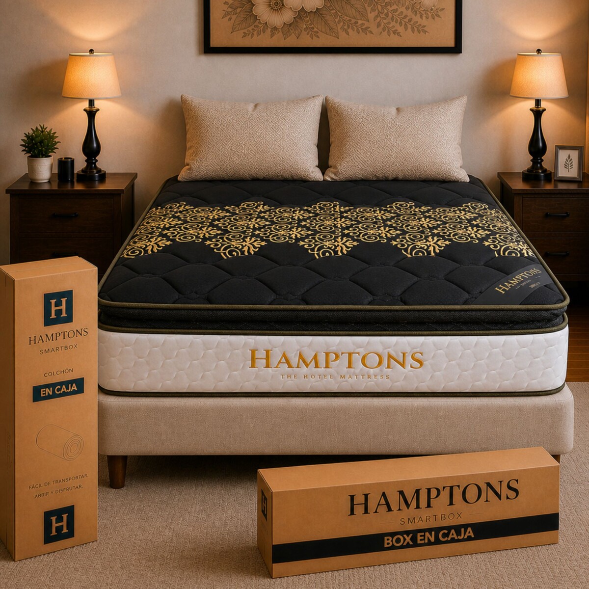Sommier Queen Hamptons Hybrid Iridium - Beige 