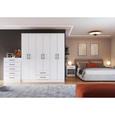 CASTRO - ROPERO ROCHA 6 PUERTAS BLANCO CASTRO - ROPERO ROCHA 6 PUERTAS BLANCO