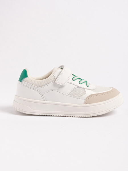 Zapatilla con velcro combinada Blanco