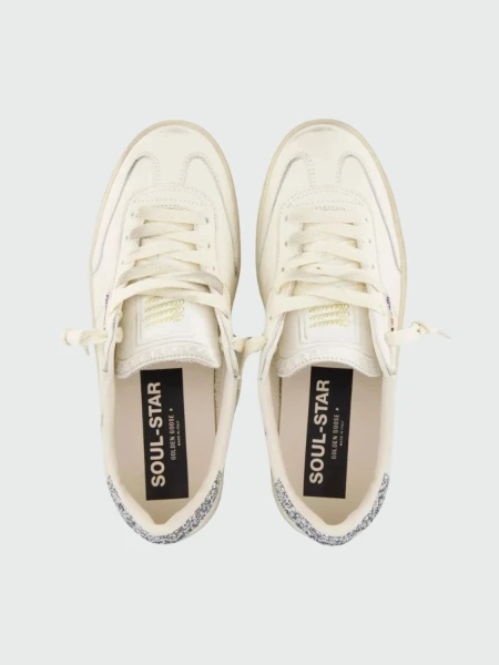 Golden Goose-Championes de cuero acordonados, Soul star Blanco