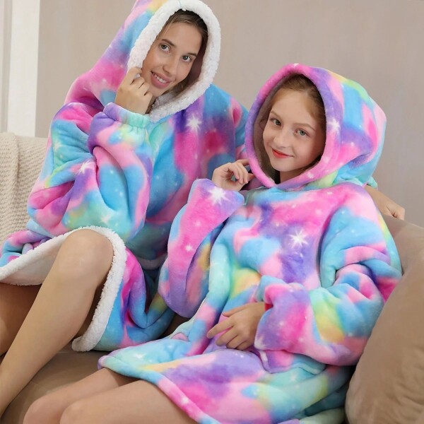 Manta Buzo Canguro Polar Con Capucha Corderito Infantil Color Variante Arcoiris