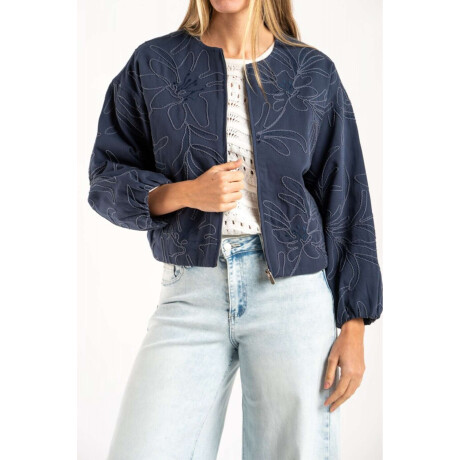 Campera Bomber Con Bordado Denim