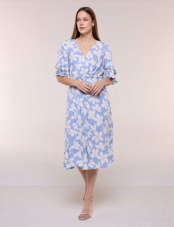 Vestido Volados Printed CELESTE/MULTI