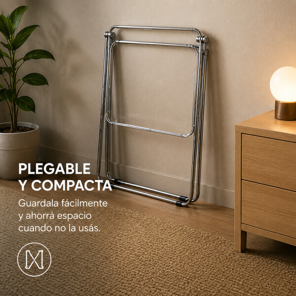 Mesa ComboHome Plia Acrílico Metal Plegable 65x50 Premium Plateada