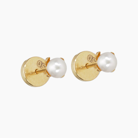 Caravanas para bebé en oro 18K con perla de cultivo Caravanas Para Bebé En Oro 18k Con Perla De Cultivo