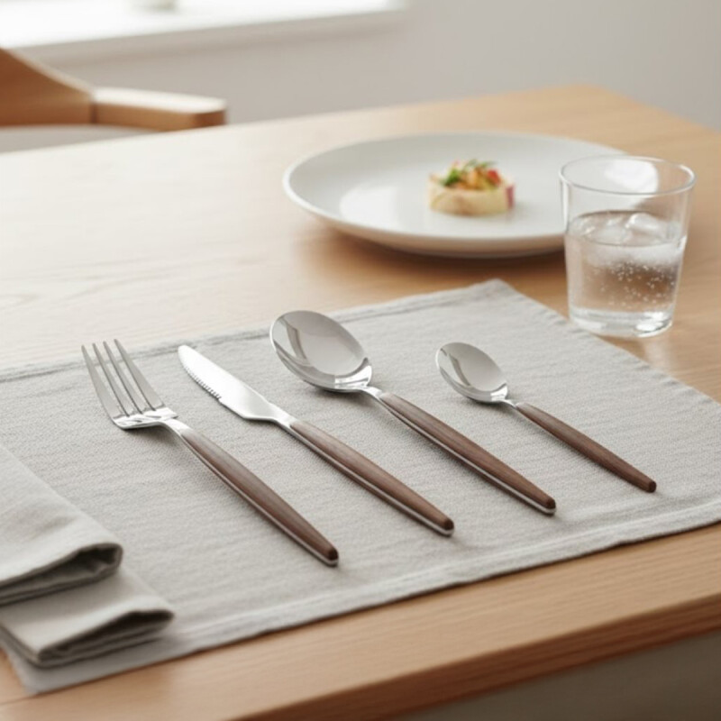 SET 24 PIEZAS CUBIERTOS MANGO MADERA "LISBOA" SET 24 PIEZAS CUBIERTOS MANGO MADERA "LISBOA"