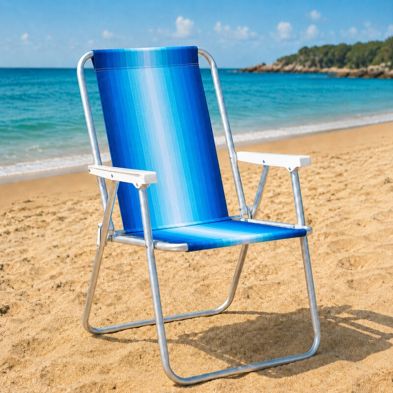 Silla Alta Aluminio Clásica A Rayas AZUL