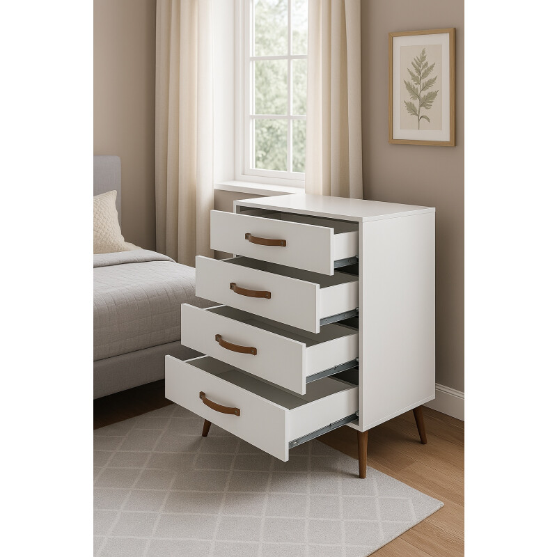 Cómoda Cajonera Padua 4 Cajones Blanca Blanco