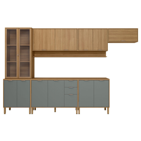 JUEGO DE COCINA 6 MODULOS Y MESADA MDF LINEA COLORS FREIJO Y VERDE