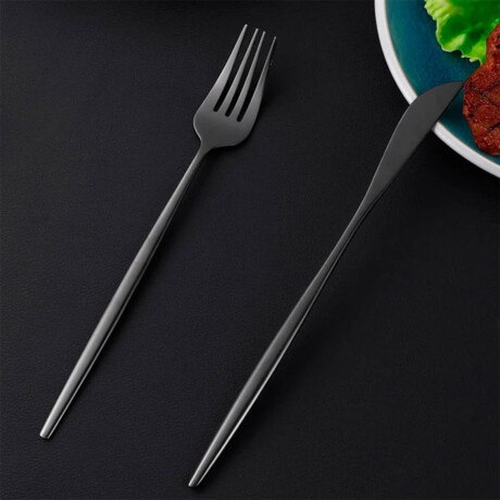 Juego Set De Cubiertos 24p Acero Inoxidable Cocina Negro