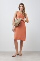 Vestido de lino con botones durazno