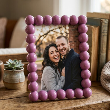 Portarretrato con marco bolitas - 13x18cm Fucsia