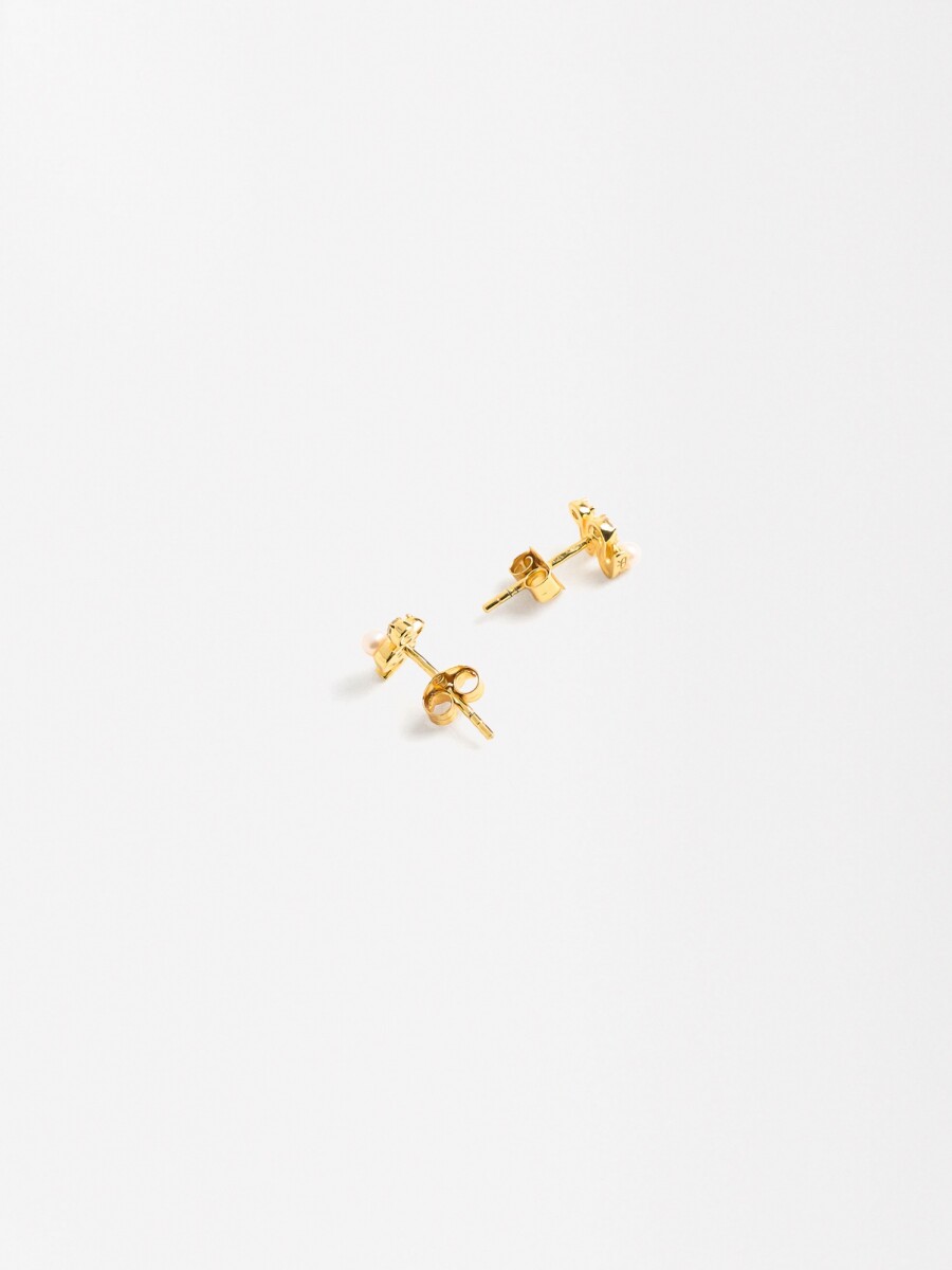 Pendientes Serpiente Con Perlas Y Circonitas - Plata De Ley 925 dorado