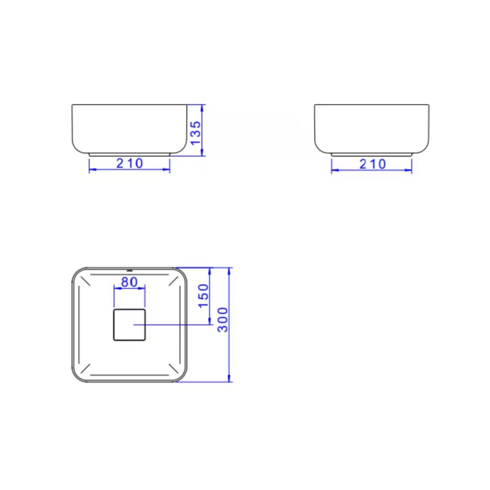 Bacha de apoyo Cuadrada 30 cm Negro mate Deca Bacha De Apoyo Cuadrada 30 Cm Negro Mate Deca