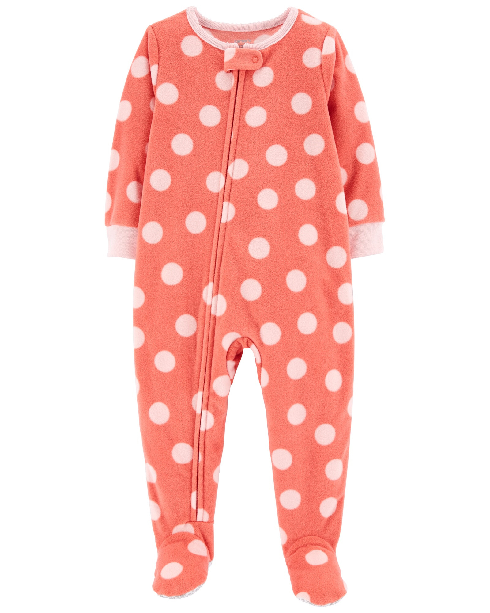 Pijama una pieza de micropolar con pie y diseño a lunares 0