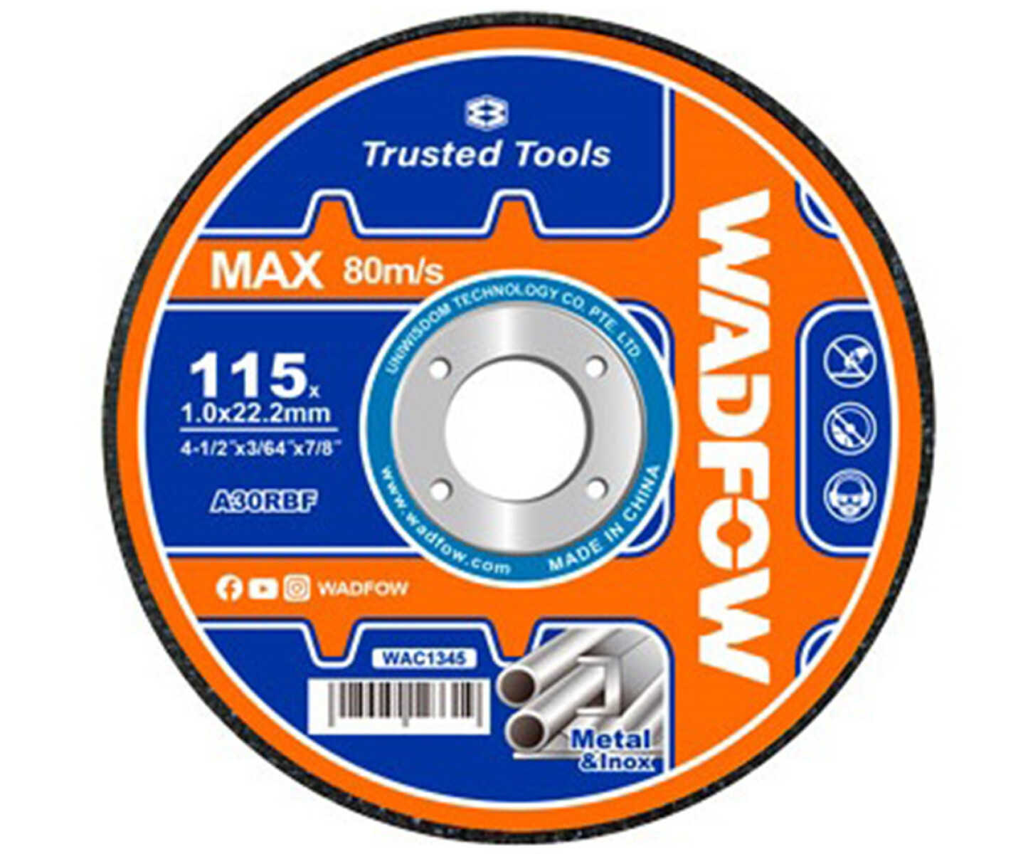 DISCO CORTE 4 1/2 PULG X 1.0MM WADFOW 