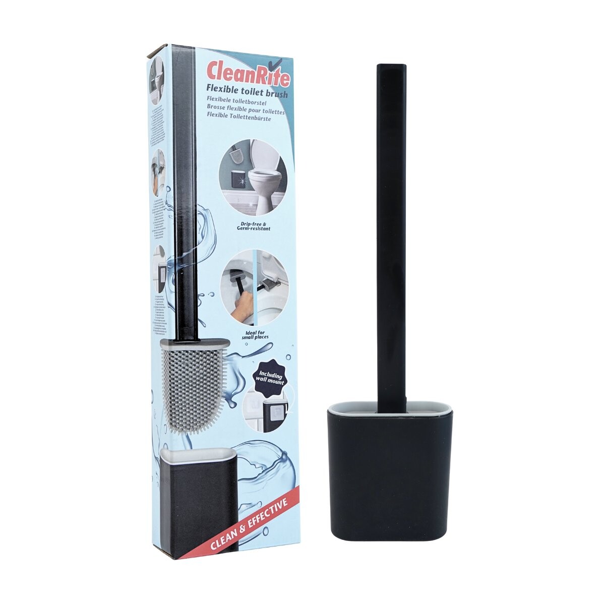 Cepillo de silicona para inodoro con base de plastico 