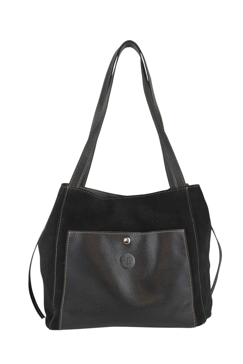 Bolso de cuero gamuza Negro