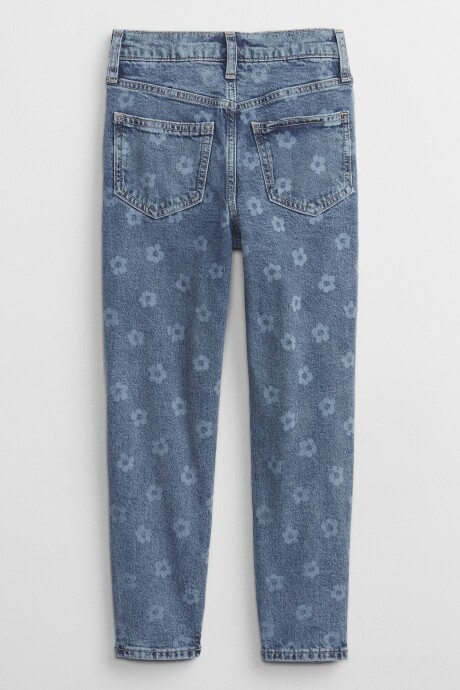Jean Mom Floreado Niña Floral Laser