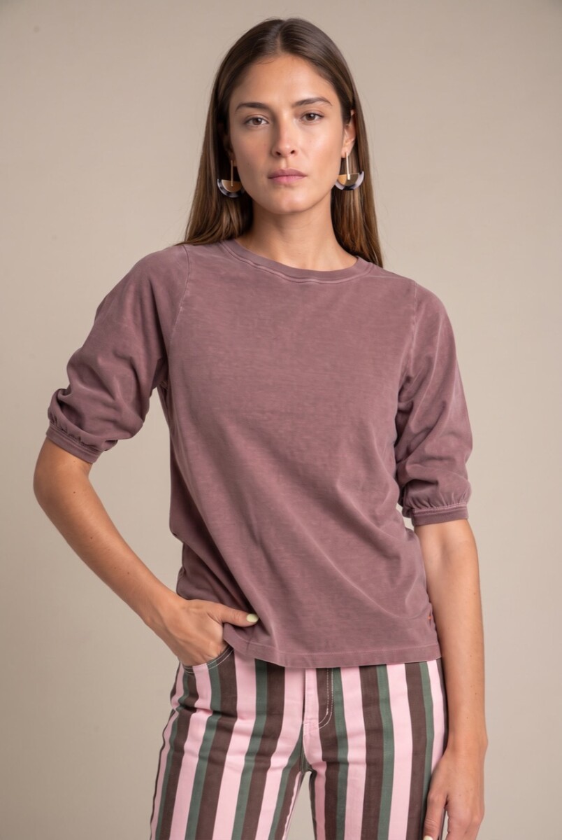 Remera Algodón Manga Globo - Vison 