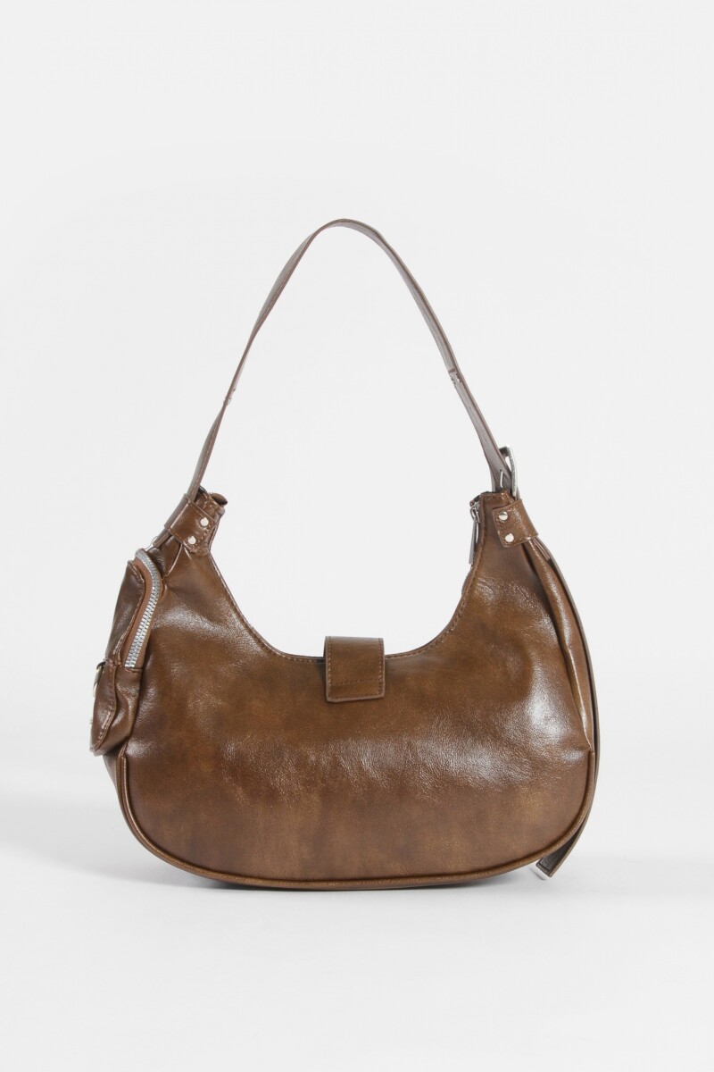 Cartera de hombro con bolsillos marrón