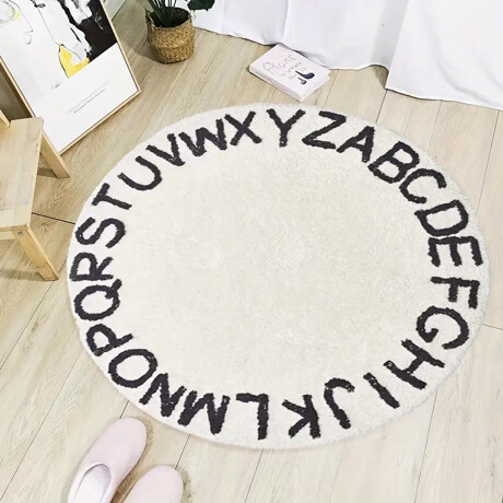 Alfombra circular abecedario 120 cm de diámetro Blanco
