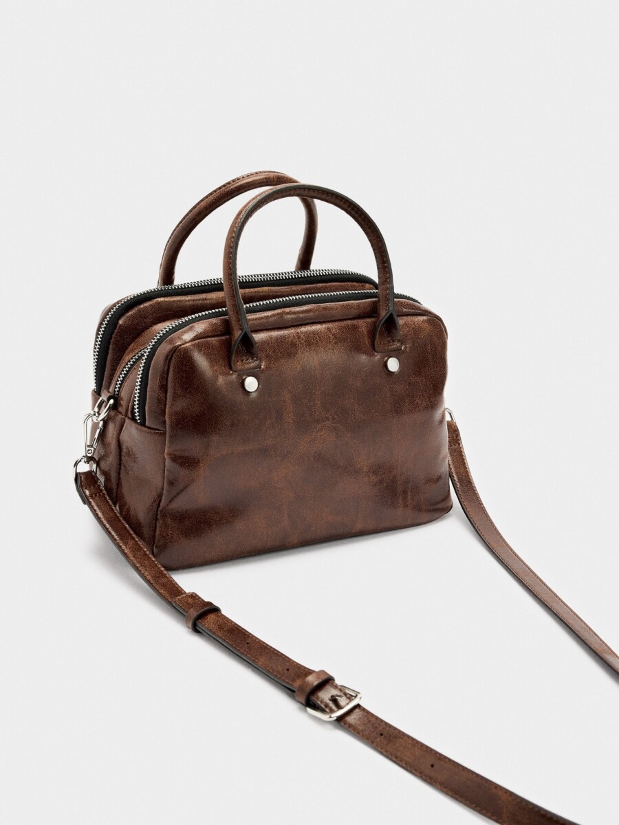 Bolso Bowling Efecto Craquelado marron