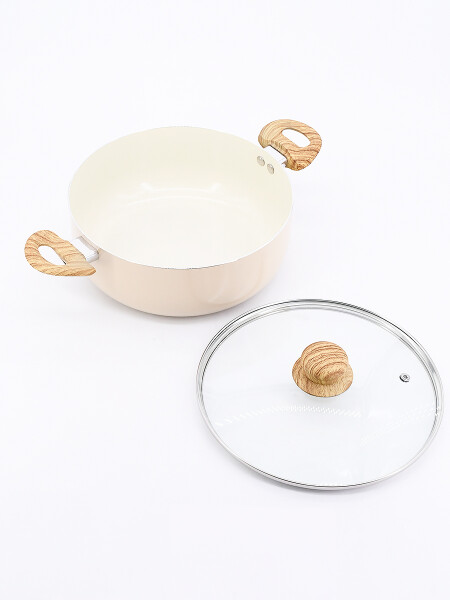 OLLA BEIGE CON TAPA BEIGE