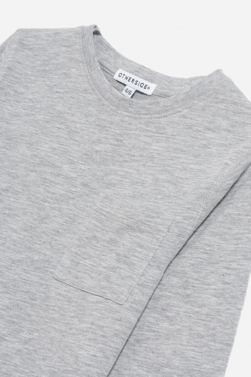 Remera básica manga larga GRIS MELANGE