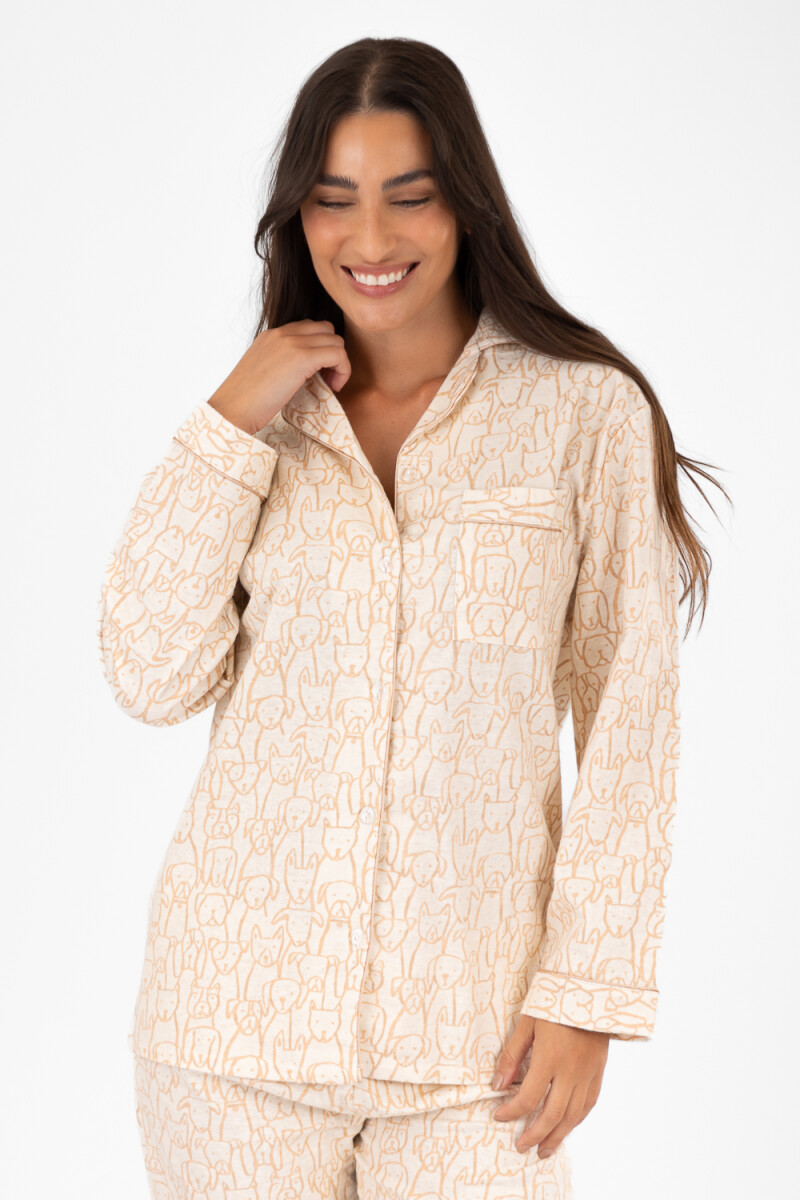 Pijama franela Beige
