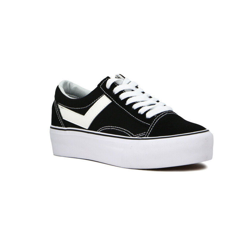 Pony Casual c/plataforma Canvas + Suede Negro