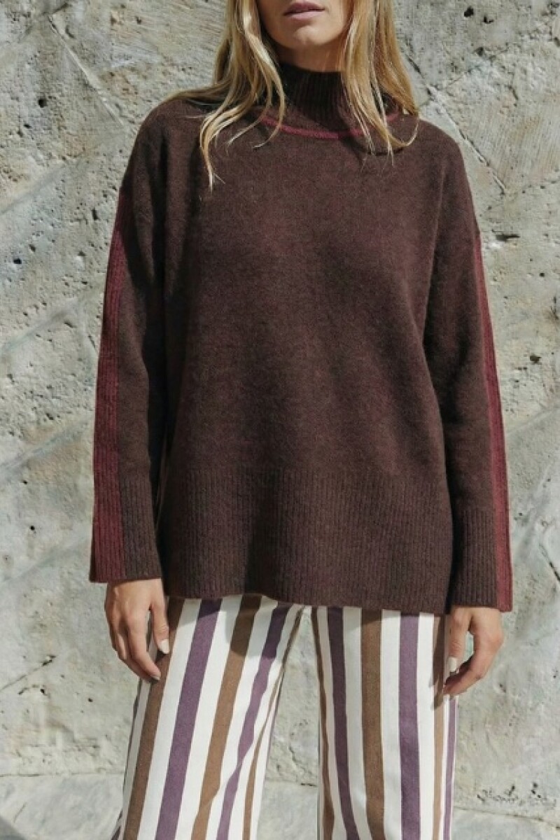 Polera Combinada Marrón Oscuro