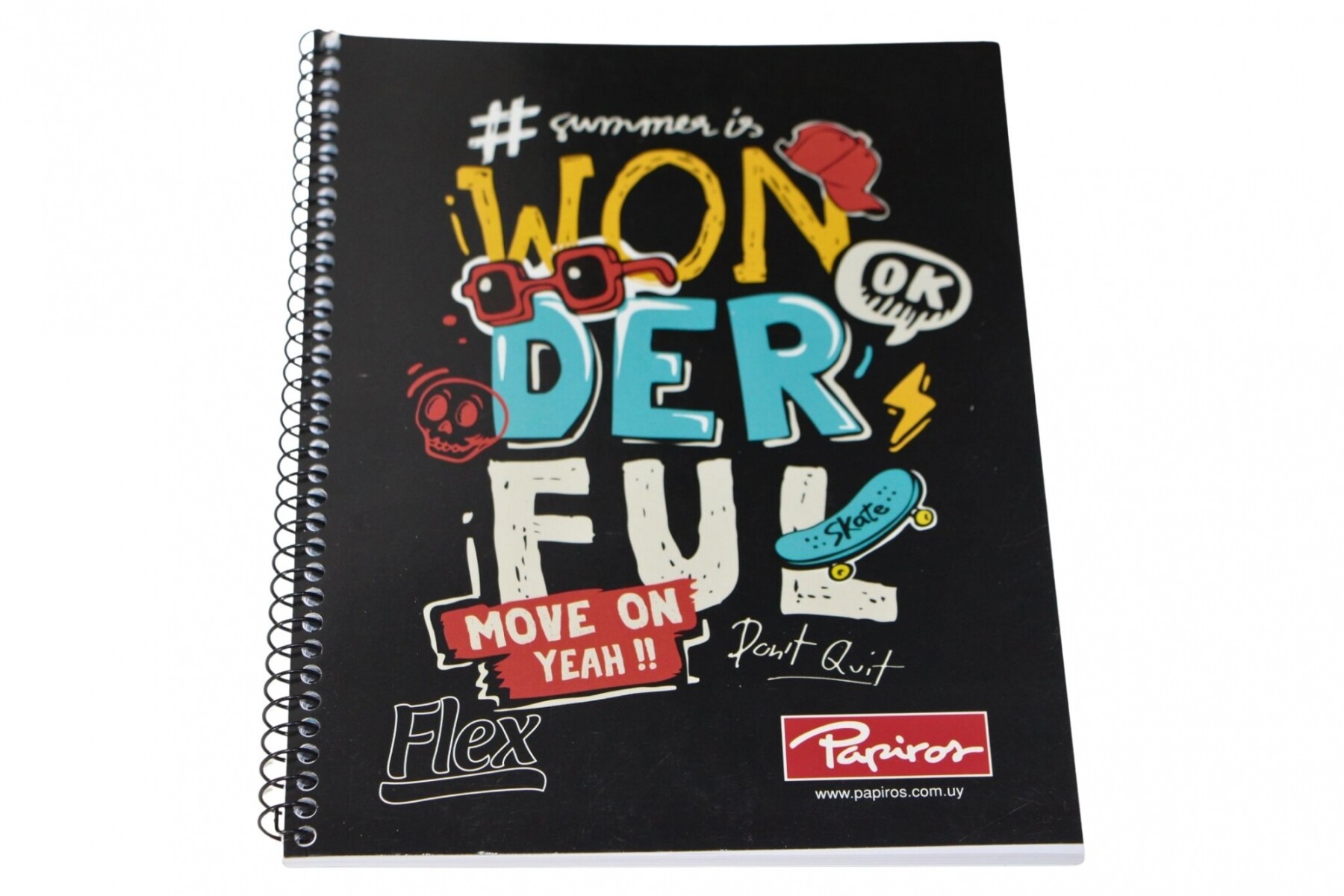 CUADERNO PAPIROS CON ESPIRAL DE 96 HOJAS - TAPA WONDERFUL 