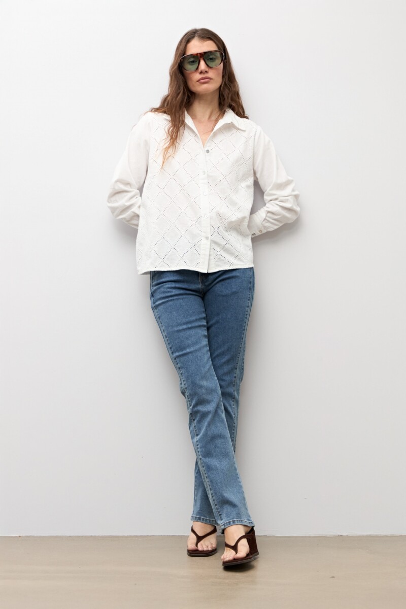 Camisa frente broderie - blanco 