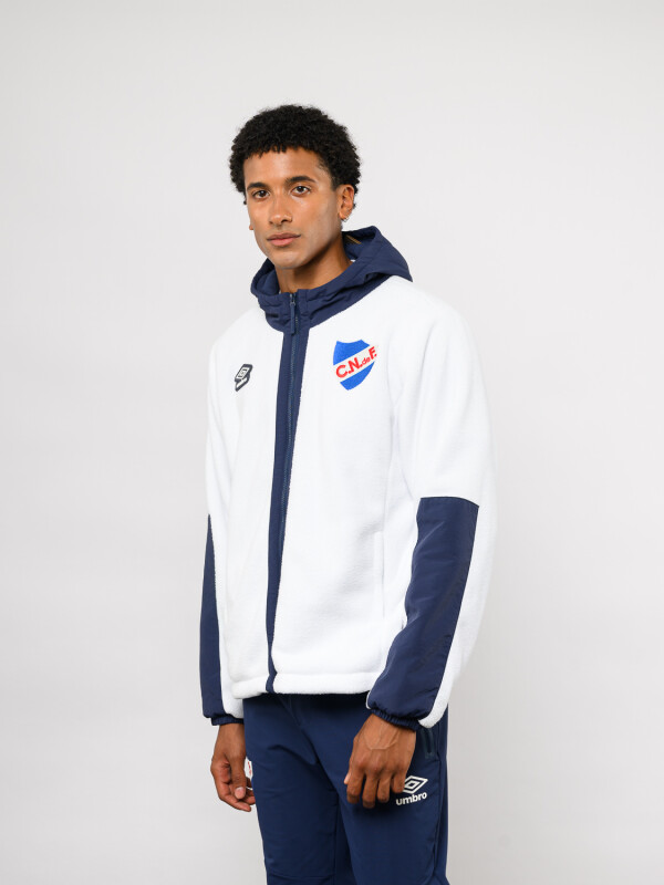 Campera De Polar Explor Nacional Hombre Blanco, Azul Marino